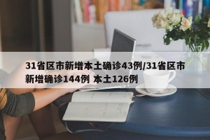31省区市新增本土确诊43例/31省区市新增确诊144例 本土126例